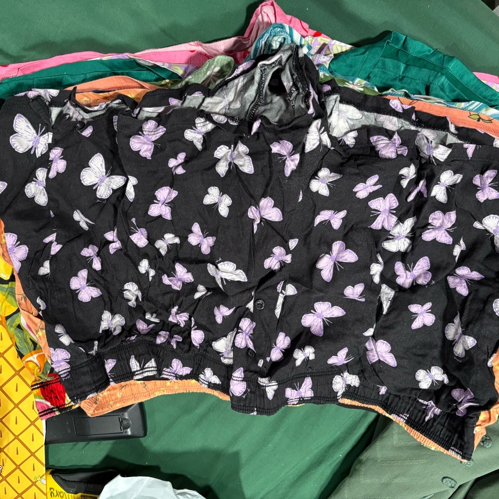VS PINK Pajama Shorts Black Butterfly Print
